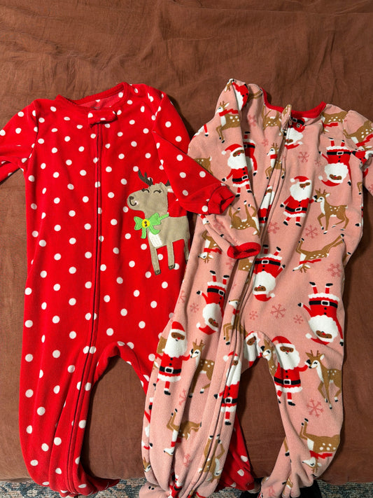 Carters Two fleece xmas zippies 4T/4