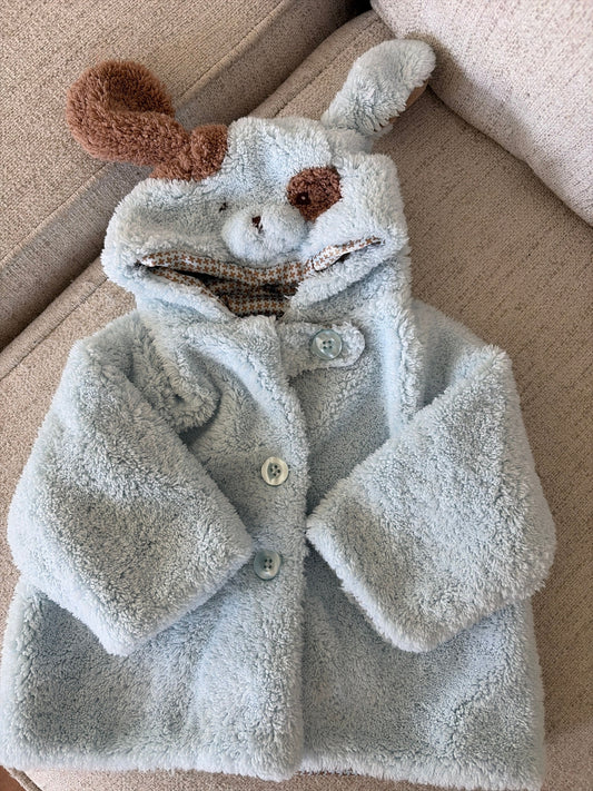 Bearington Baby Collection 6-12 Month Blue Fuzzy Sweatshirt with Bear Hood 6 Months