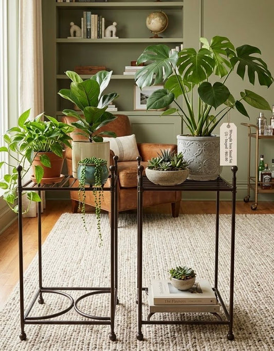 2 Rustic Bronze Metal Plant Stands Nicely display plants statues or whatever. Sturdy construction Furniture