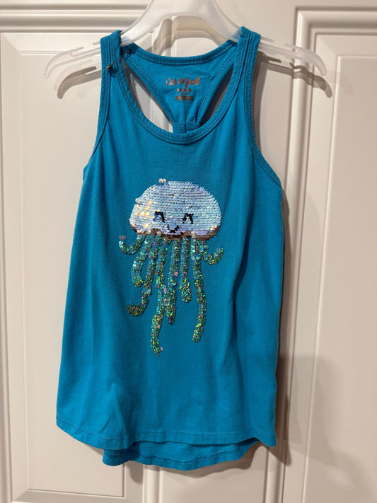 Cat and Jack girls tank top size 4 Flip sequins jelly fish 4T/4