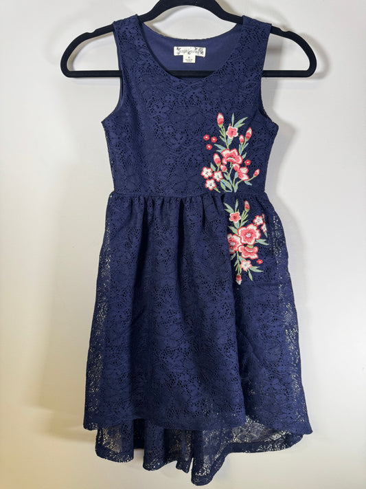 Knitworks Navy Lace Tank Dress with Floral Embroidery 8