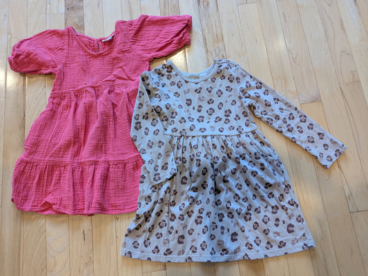 Cat + Jack / Granimals Dresses Brown Long Sleeve Cheetah Print, Coral Short Sleeve 4T/4