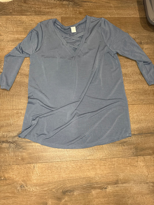 Boutique Slate Blue 3/4 sleeve dress shirt Women's - S
