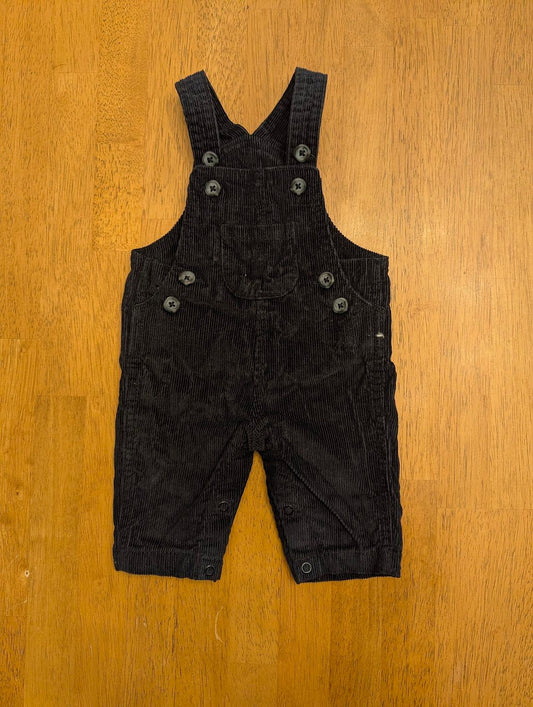 Carter's, Newborn, black corduroy overalls adjustable straps, button crotch, fits closer to 3m Newborn